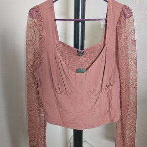 Women's long sleeve lace bustier top